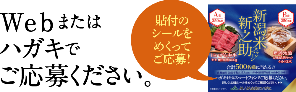 Webまたはハガキでご応募ください。貼付のシールをめくってご応募!